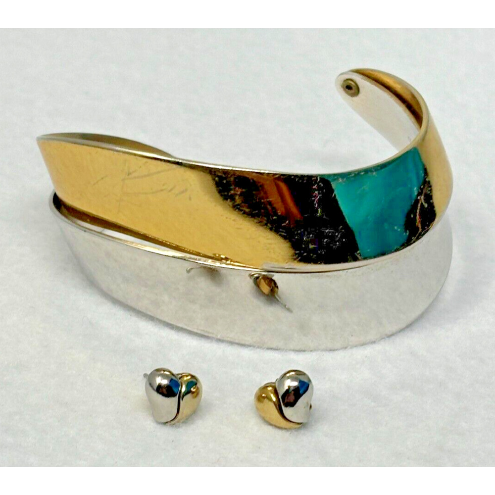 Vtg Avon Convert-a-Heart Earrings Modernist Bracelet
